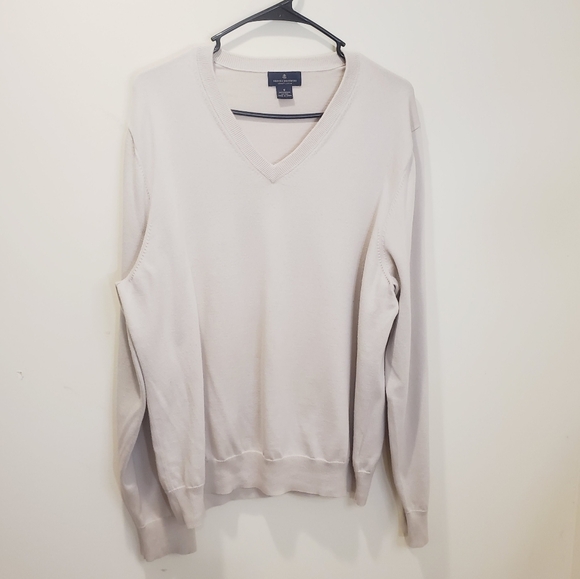 Brooks Brothers men's Cream V neck sweater 100% cotton size M - Picture 1 of 8